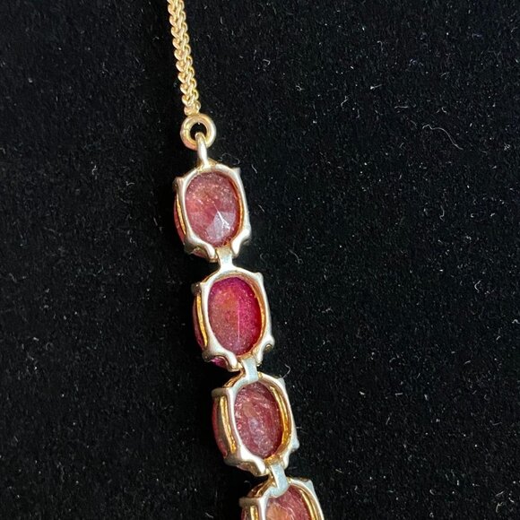18” Necklace Gold over Sterling Silver 925 with Rubies Jewelry - Picture 14 of 14